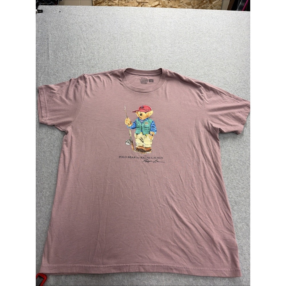 Polo Ralph Lauren Fishing Bear Short Sleeve T-Shirt in Purple Men's Size XL